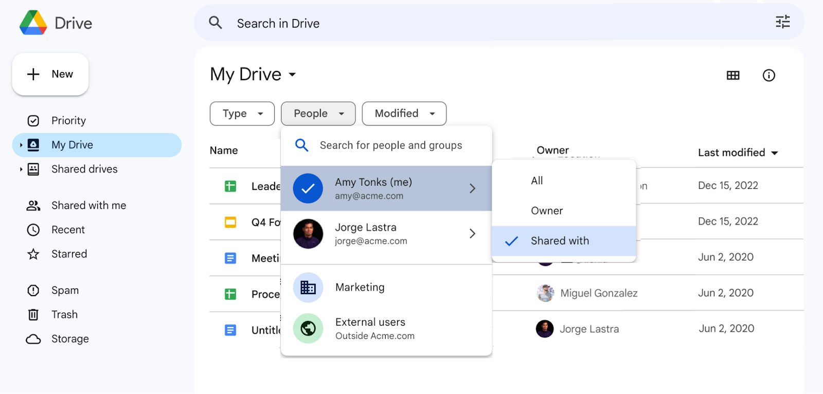 Drive filter - who did you share with?
