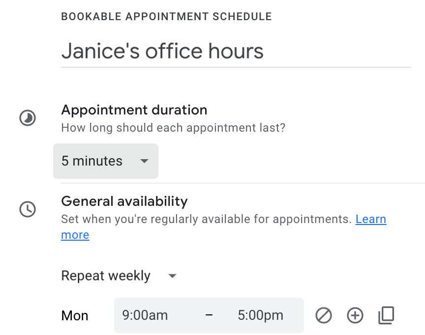 See appointment schedules in Google Calendar2