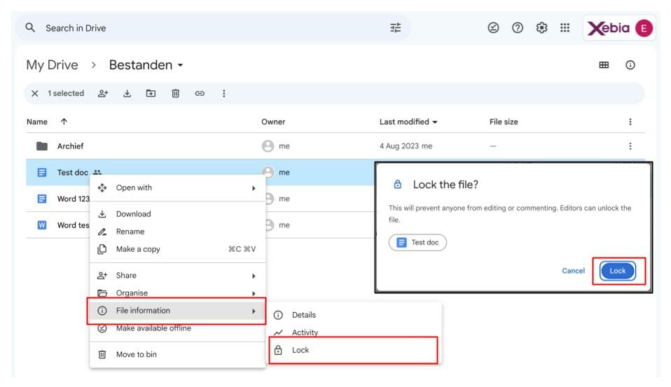 Lock files more easily in Google Drive