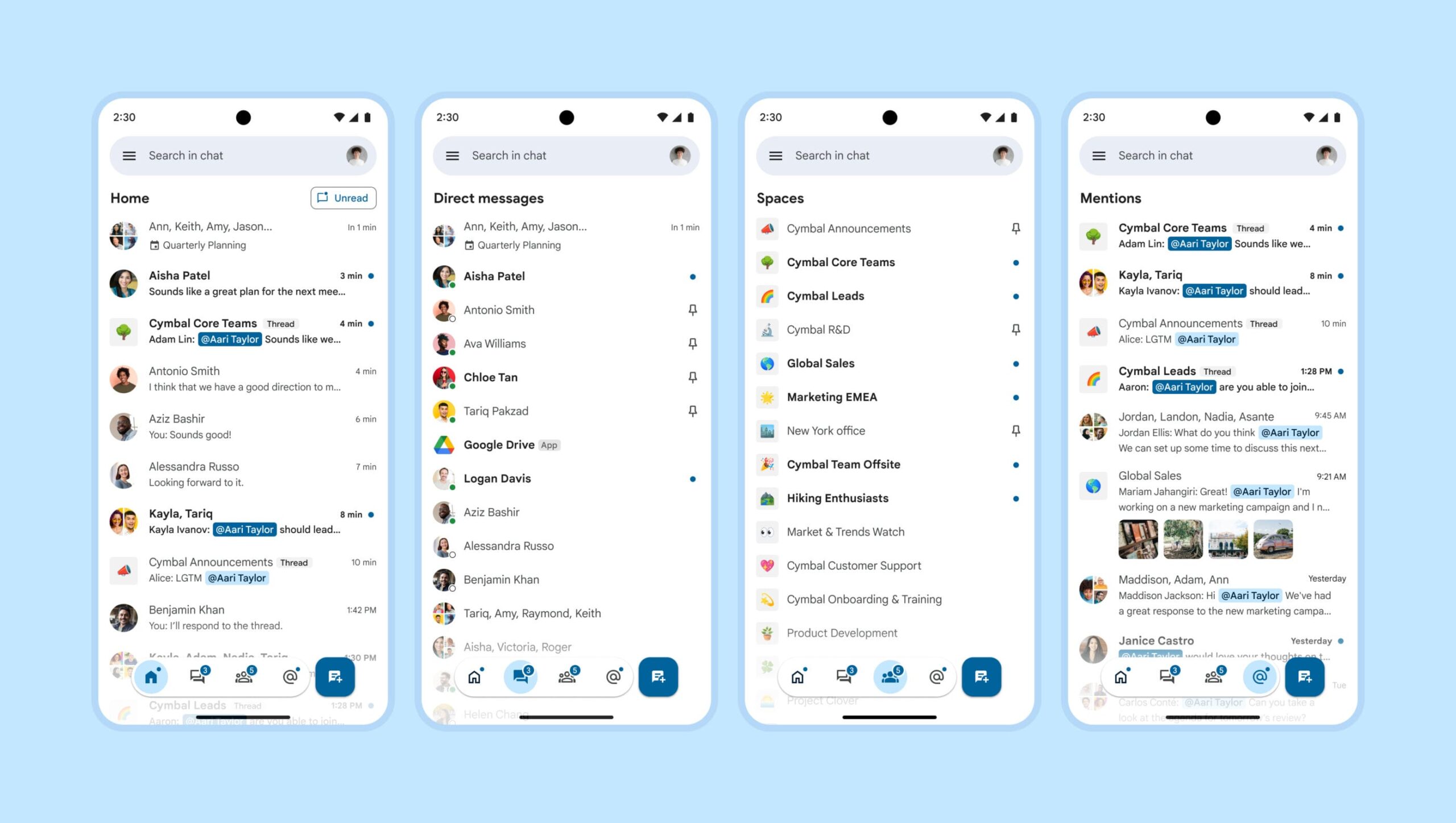 Google Chat - new layout new options