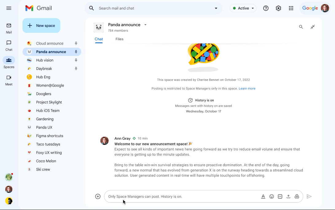 See message view counts in Google Chat spaces