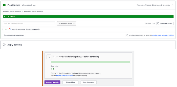 Terraform Cloud run requiring manual approval for production deployment