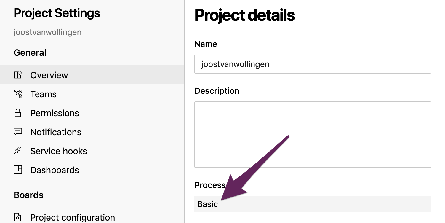 Click the process of your project