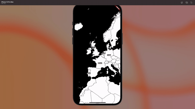 A map with words placed on it