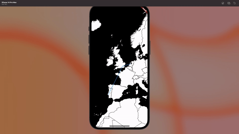 A line connecting Portugal, England, and the Netherlands.