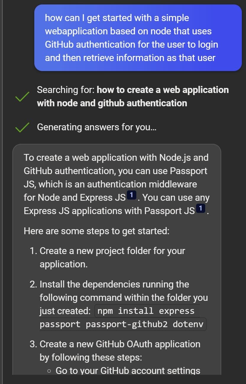 Screenshot of the prompt and the result