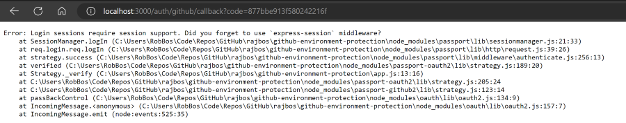 Example of the error