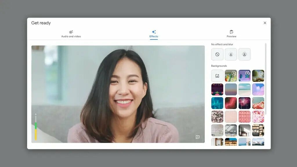 Google Meet apply visual effects
