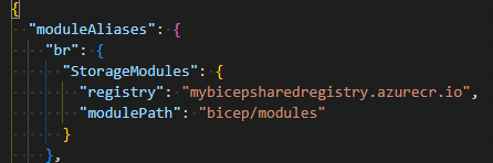 Figure 9. Configure bicepconfig.json for bicep-registry