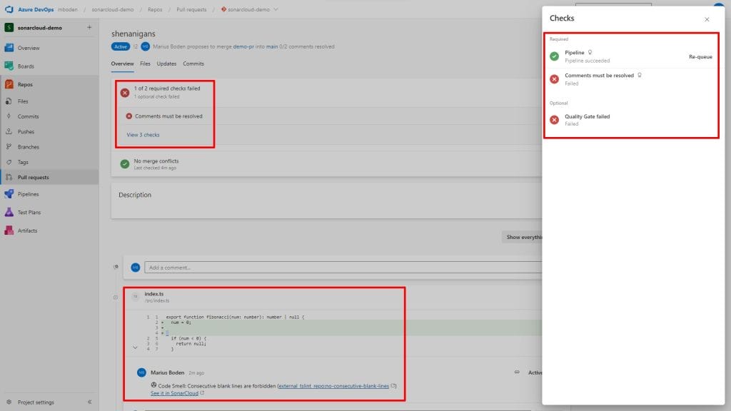 azure devops pull request markers