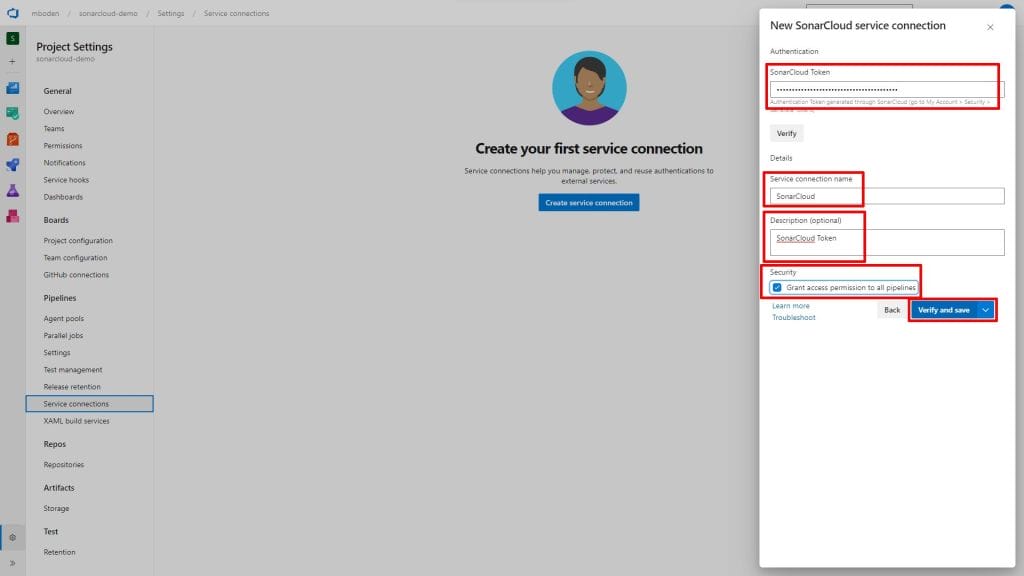 sonar cloud setup pipeline markers