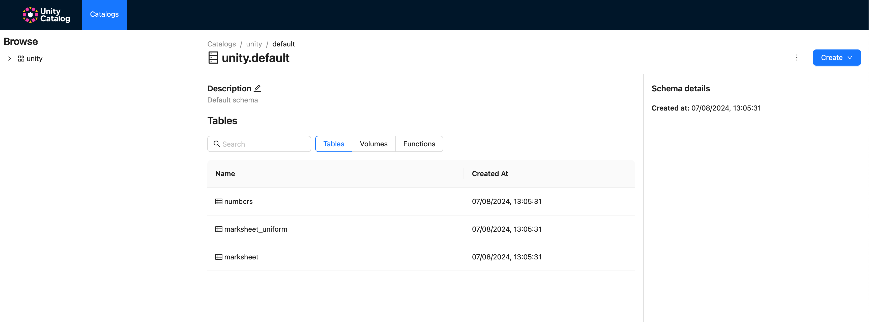 Unity Catalog UI