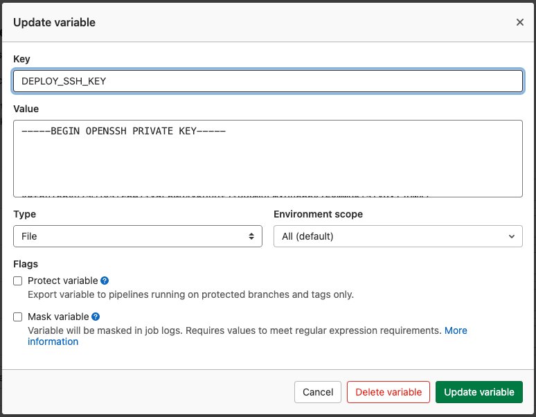 Example on how to fill the environment variable