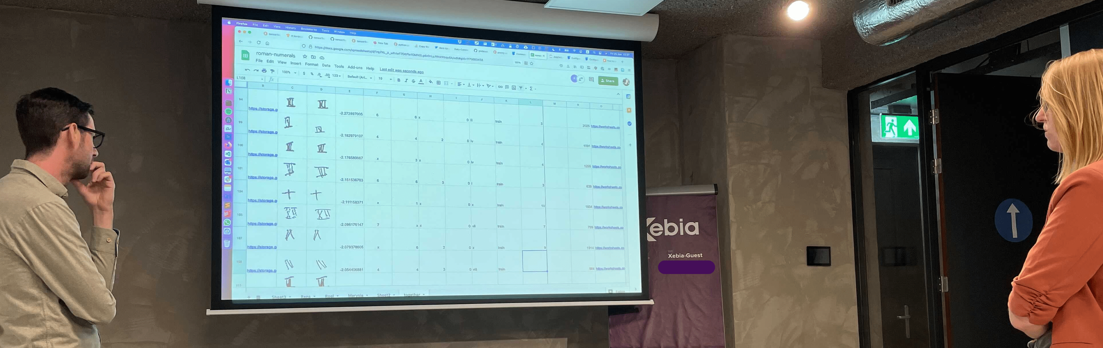 labeling together with google sheets and a projector