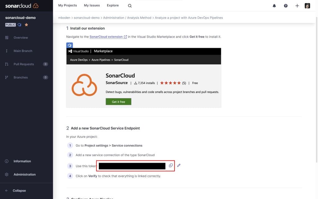 sonar cloud setup pipeline markers