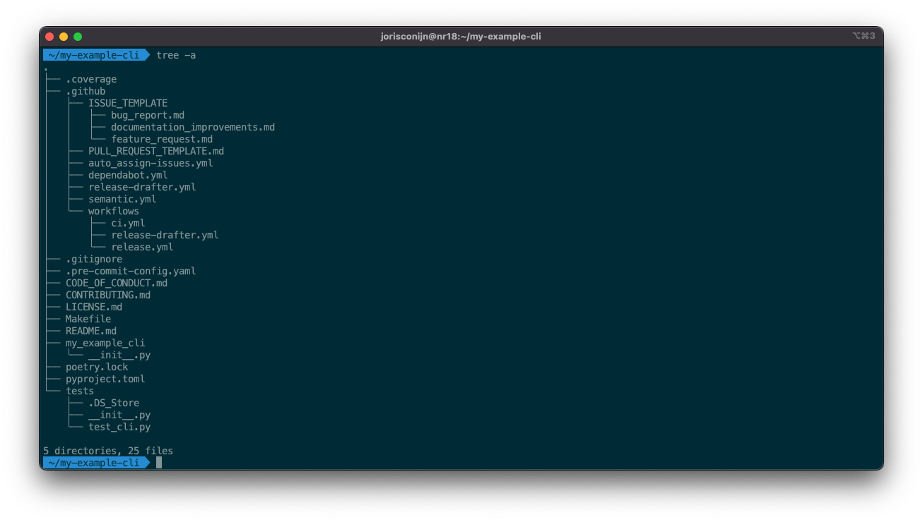 Screenshot of the project tree structure