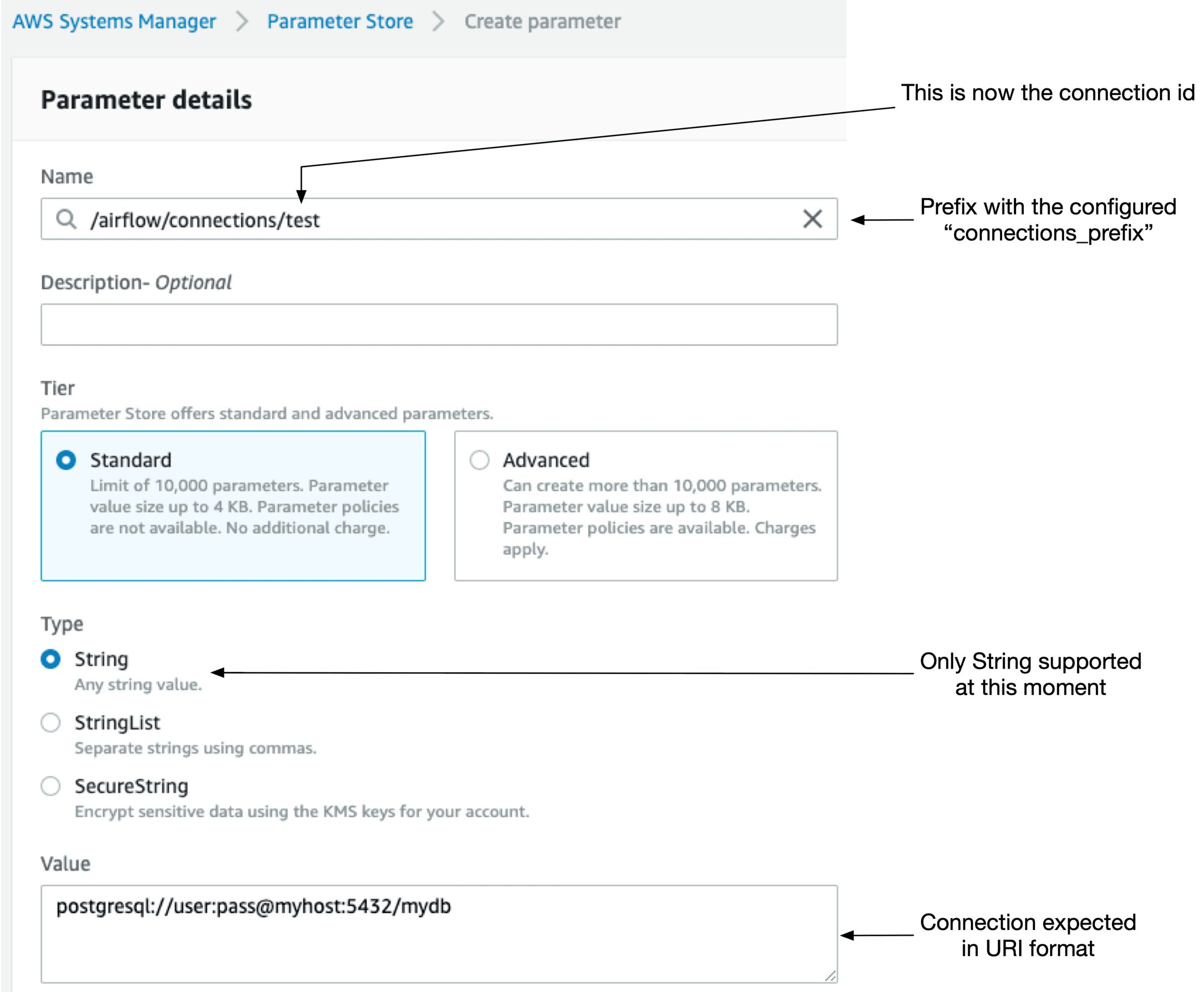 Airflow AWS SSM secret