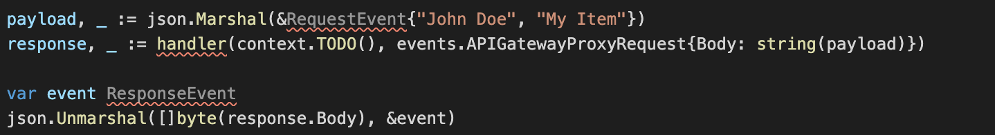 Sample code of the unit test without workspace