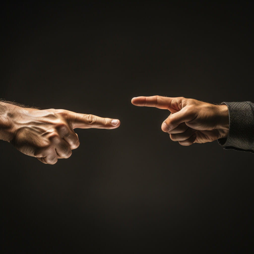 Finger-pointing at each other