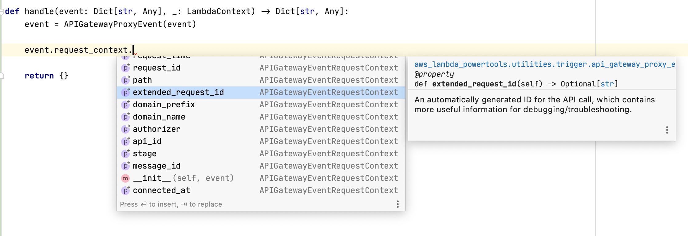 LambdaContext type hinting example