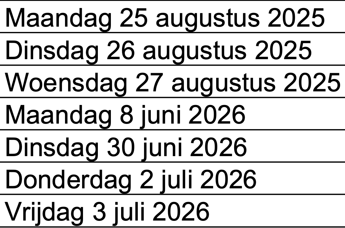 School specific days off at a random Dutch school.