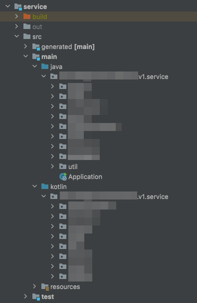Java and Kotlin code in separate packages