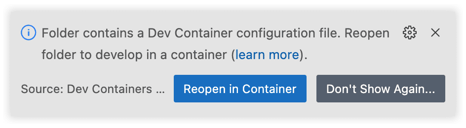 folder contains a dev container config file
