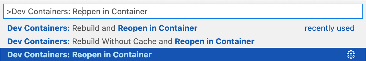 Dev Containers: Reopen in Container