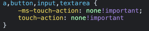 Touch action none css style