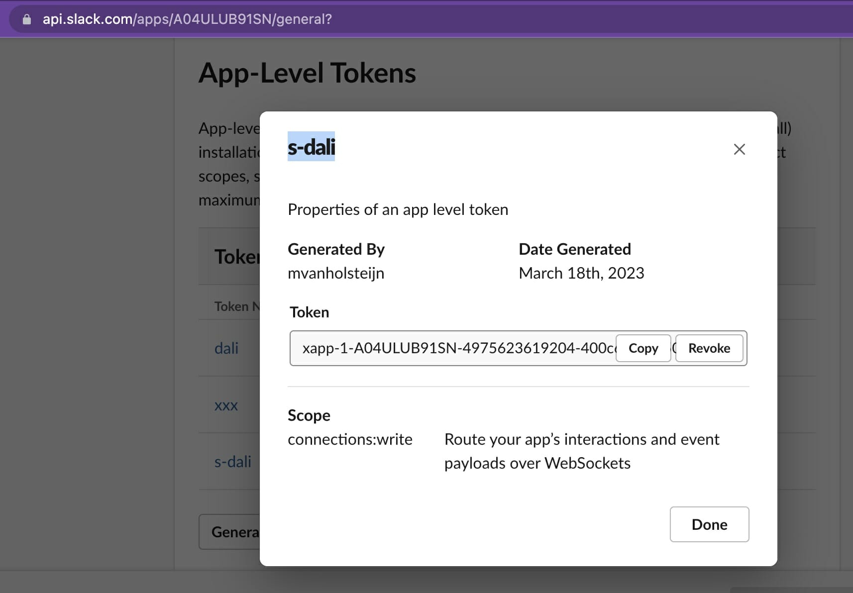 app token generated