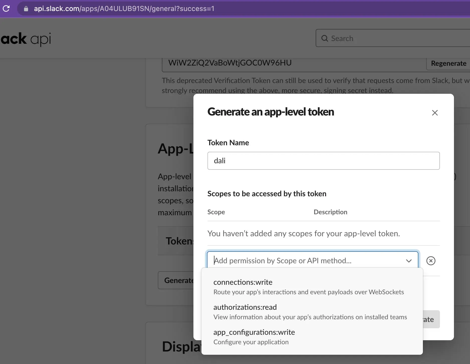 slack generate app-token