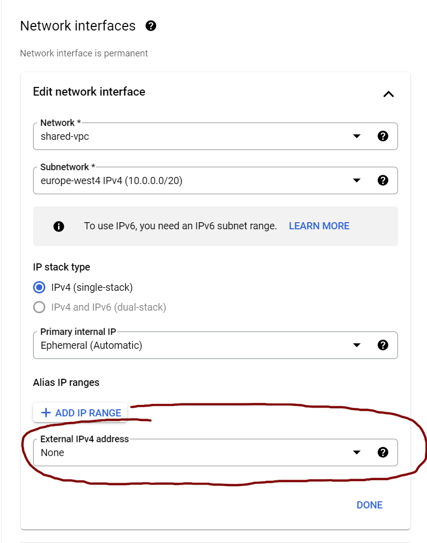 No external IP address behind load balancer