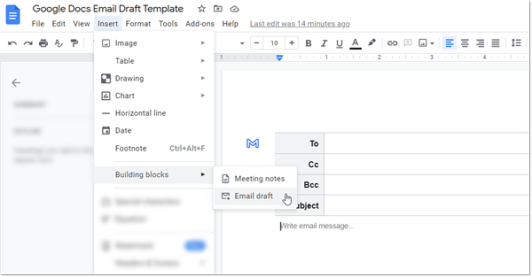 Google Docs Email Draft Template