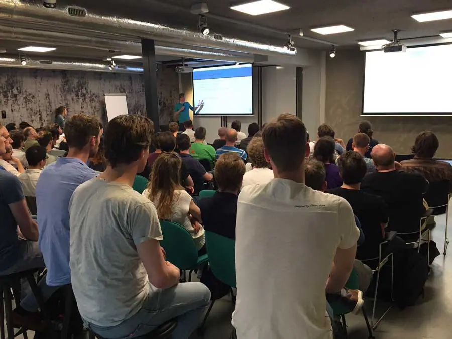 Niels Zeilemaker during PyData Amsterdam Meetup