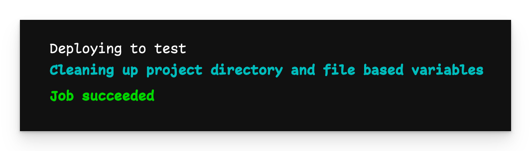 Pipeline output printing “Deploying to test”