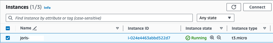 Example of how to connect to a EC2 instance