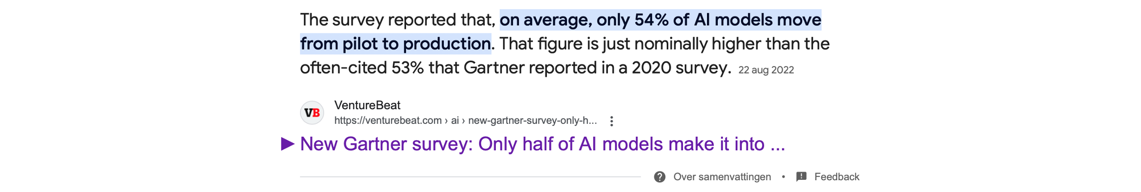 gartner survey ai models from pilot to production